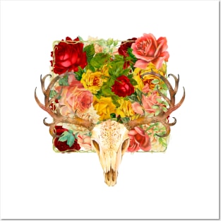 Flowered Deer Skull Posters and Art